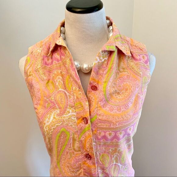 Vintage 1960s David Crystal Paisley Sheath Sz L - Picture 5 of 8